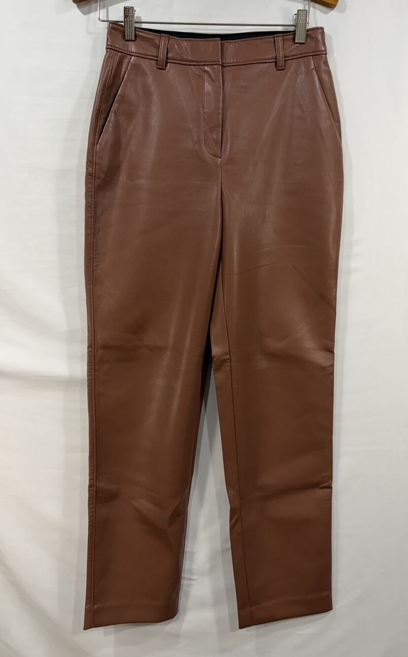 Aritzia Babaton bazaar pant wide leg vegan leather Sz 4 29" inseam Preppy Boho